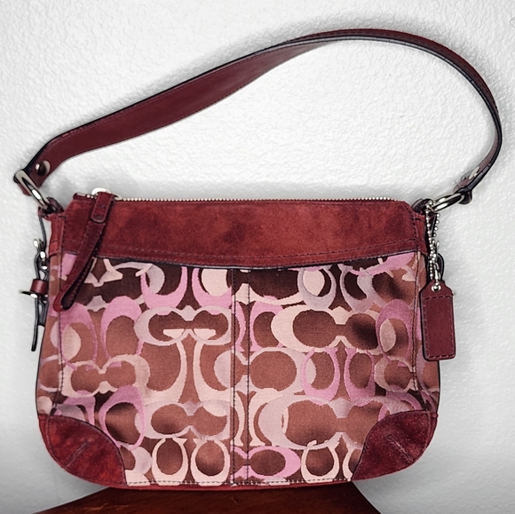 Coach Chelsea Optic Signature Logo Suede/Leather Trim Handbag - Picture 12 of 16